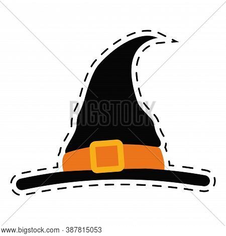 Isolated Hat Witcher Halloween October Scary Icon Sticker- Vector