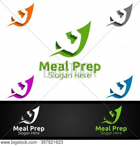 Meal Prep Healthy Food Logo For Restaurant, Cafe Or Online Catering Delivery