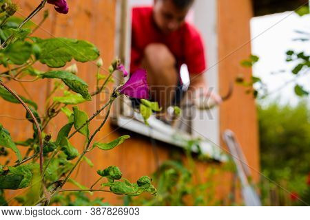 Replacement Of A Window And A Window Frame, Dismantling Of An Old Window In A Private House In The C