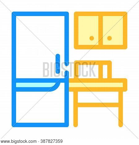 Coworking Litchen Furniture Color Icon Vector Illustration