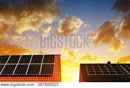 Solar Panel(solar Cell) With The Cloud On Sky, Solar Energy Panel Photovoltaic Cell, Hot Climate Cau