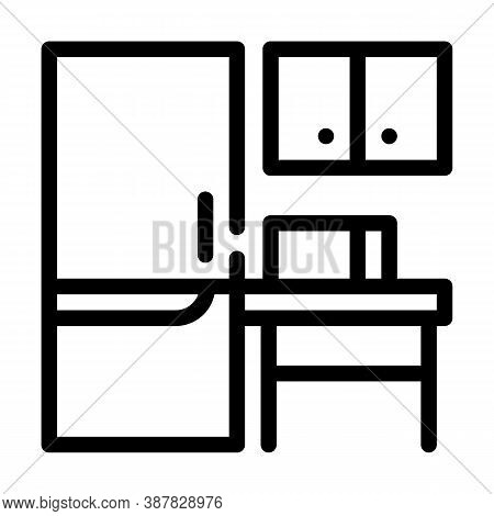 Coworking Litchen Furniture Line Icon Vector Illustration