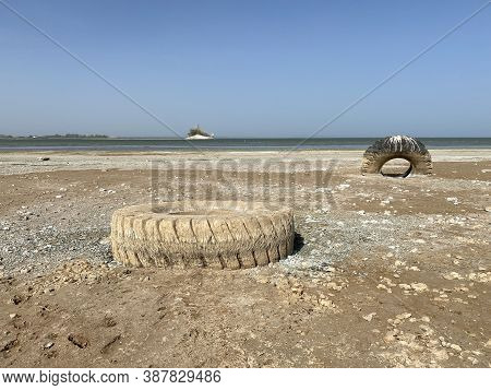 Drained Muddy Bottom Of Tsimlyansk Reservoir. A Great Ebb Of Sea. The Problem Of Lack Of Drinking Wa