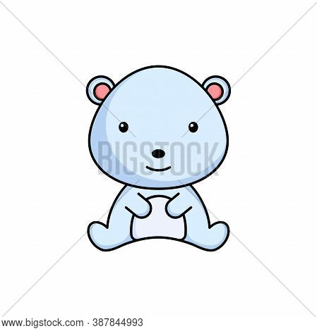 Cute Business Polar Bear Icon On White Background. Mascot Cartoon Animal Character Design Of Album, 