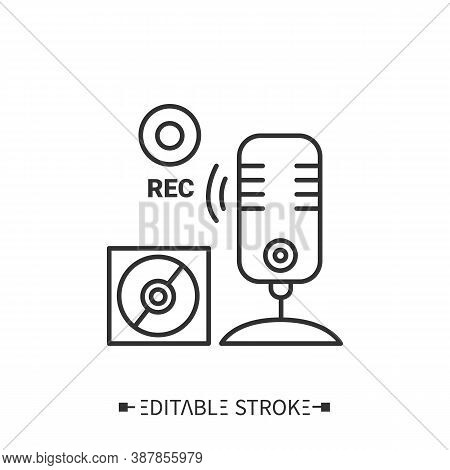 Audio Records Line Icon. Educational Audio Texts. Methodist Materials. Foreign Languages Learning Me