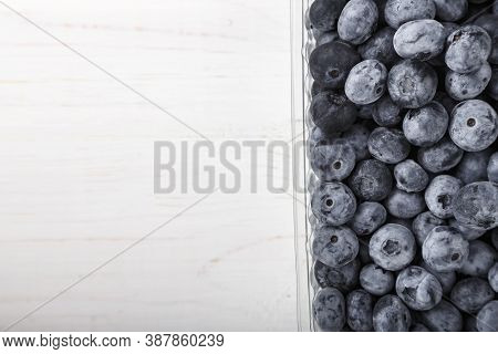 Blueberry Antioxidant Organic Superfood In A Plastic Container Concept For Healthy Eating And Nutrit