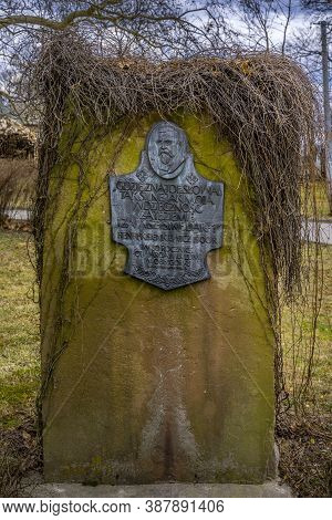Oblegorek, Poland, March 2019 Henryk Sienkiewiczs Museum, Memorial Stone For 30th Anniversary Of Nat