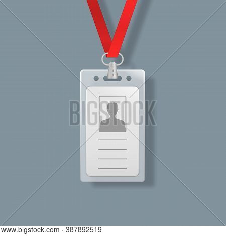Professional Identification Card Holders With Laces. Blank Plastic Access Badge, Name Tag Holder Wit
