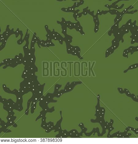 Pattern With Abstract Flowers, Has Khaki Colors. Fabrik, Textile Design.