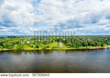 Top View Of The Romanovskaya Side Of The City Of Tutaev And The Kazan-transfiguration Church On The 