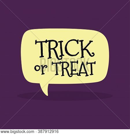 Comic Bubble Chat With Rick Or Treat Message. Halloween Icon - Vector