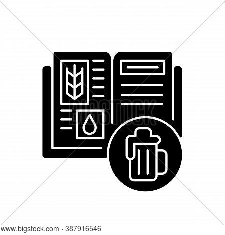 Beer Recipe Black Glyph Icon. Brewery Production. Lager In Bar Menu. Ingredients For Alcoholic Drink