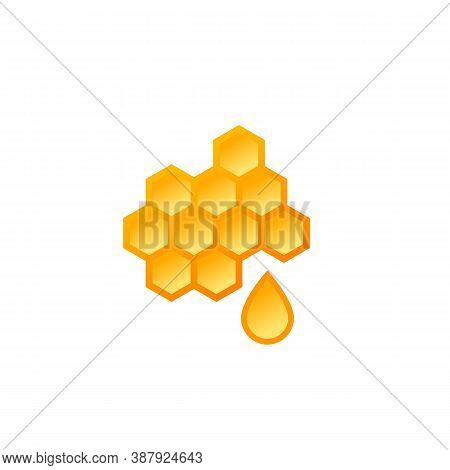 Honey Vector Logo With Honeycomb, Eps 10 File, Easy To Edit