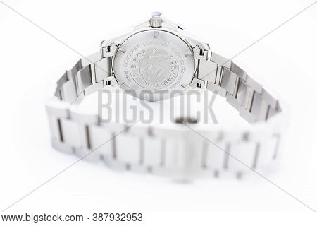 Paris, France 01.10.2020 - Longines Ladys Wrist Watch Isolated. Longines Brand Logo On Stainless Ste