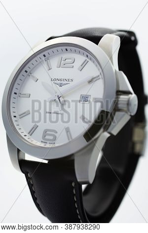 Paris, France 01.10.2020 - Longines Ladys Wrist Watch Isolated. Famous Watch Manufactory Swiss Luxur