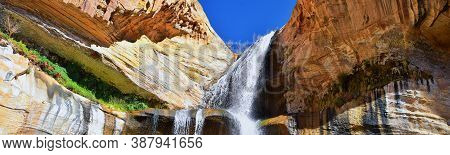 Lower Calf Creek Falls Waterfall Colorful Views From The Hiking Trail Grand Staircase Escalante Nati