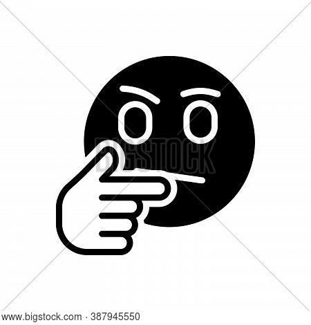 Black Solid Icon For Mm-hmm Think Thought Emoji Expression Interested  Curious Acting Character