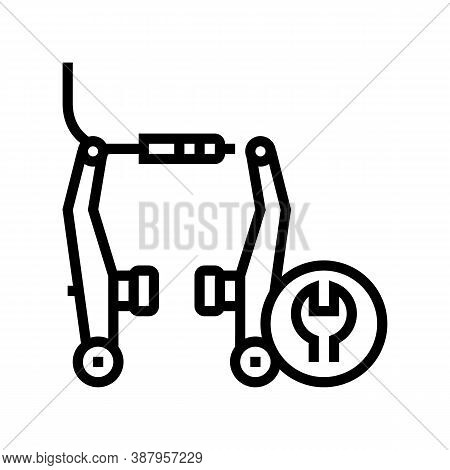 Bicycle Brake Pads Cleaning And Adjustment Line Icon Vector. Bicycle Brake Pads Cleaning And Adjustm