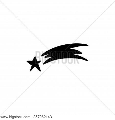 A Silhouette Of A Shooting Star And A Shining Tail. Clipart Close-up Of A Flying Star. Vector Stock 