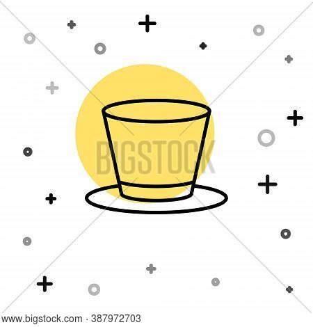 Black Line Cylinder Hat Icon Isolated On White Background. Random Dynamic Shapes. Vector