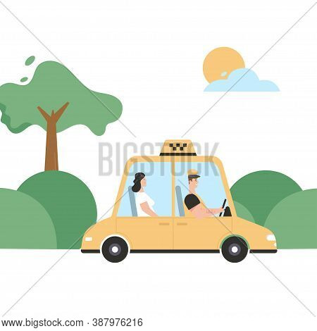 Driver And Passenger In Car, Front And Side View Isolated Objects