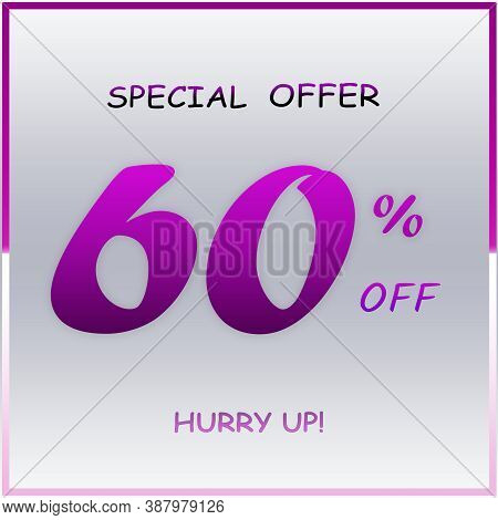Elegant Purple Special Offer Discount Banner With 99% Off Hurry Up Text Design On White Gradient Bac