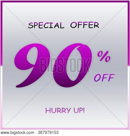 Elegant Purple Special Offer Discount Banner With 99% Off Hurry Up Text Design On White Gradient Bac