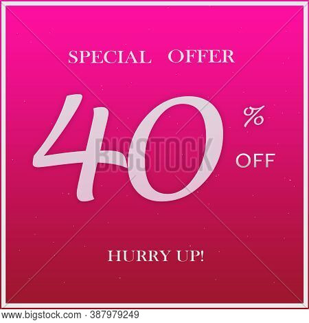 Pink Promotion Special Offer Discount Banner With 99% Off Hurry Up Text Design On Pink Background.