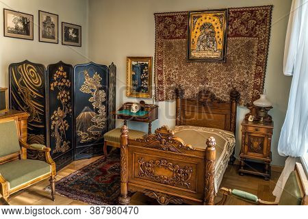Oblegorek Poland Mar 2019 Henryk Sienkiewicz Eclectic Style Bedroom In National Museum. He Was Polis