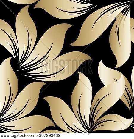Beautiful Leafy Seamless Pattern. Ornamental Floral Vector Background. Elegant Repat Decorative Back