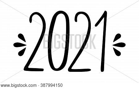 2021 Hand Drawn Phrase. Handwritten Black Doodle Lettering Happy New Year And Christmas Greeting Car