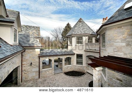 Stone Courtyard And Turret