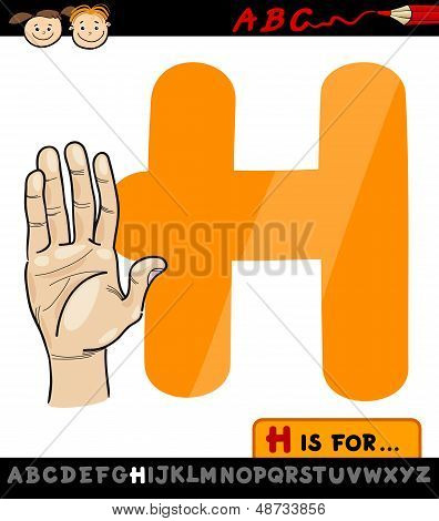 Letra H com ilustração dos desenhos animados de coração