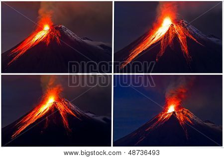 Tungurahua Volcano eruption collage