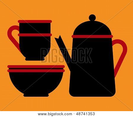 Teapot, Teacup And Bowl