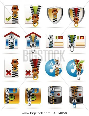 Internet, Business And Office Creative  Icon With Zipper