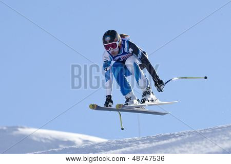 VAL D'ISERE RANSKAN. 18-12-2010. Carolina Ruiz-Castillo (SPA) vie ilmaa naisten aikan