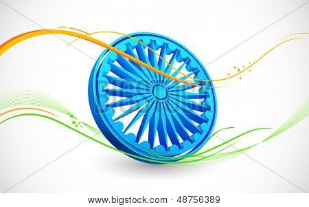 illustrazione dell'onda del tricolore bandiera indiana con Ashok Chakra