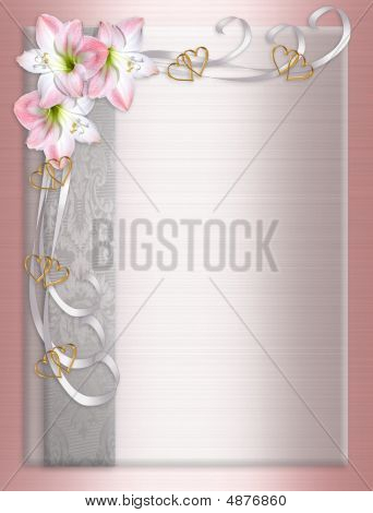 Wedding Invitation Border Amaryllis On Satin