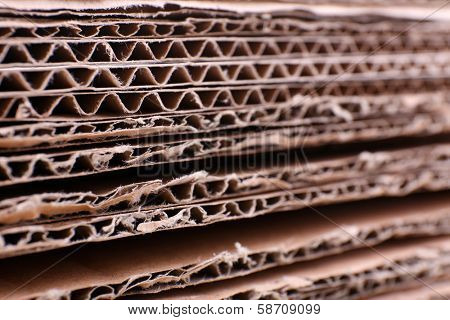 Stack of cardboard for recycling close-up