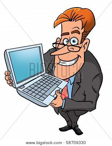 Happy Businessman With Laptop