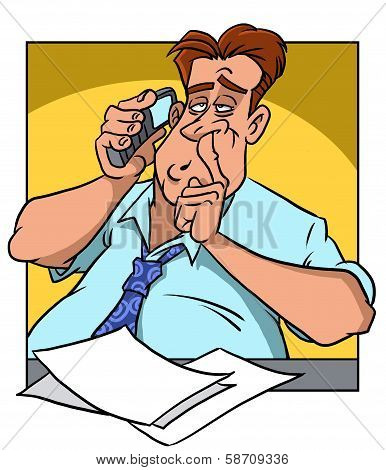 Sad Man With Phone