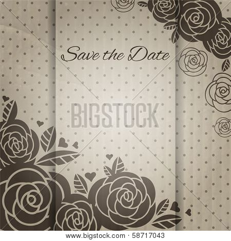 Elegant Wedding Card With Roses.