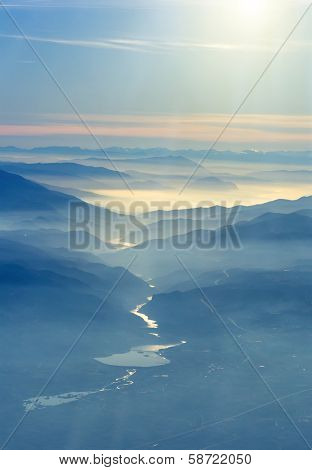 Aerial view on the Olympus mount in Greece
