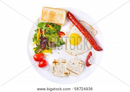 Fried egg and sausage