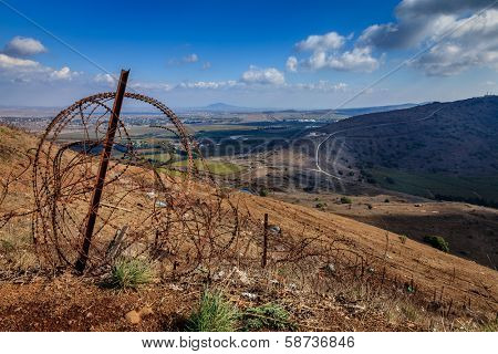 Border between Israel and Syria in Golan Heights 
