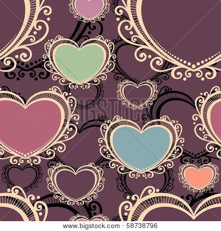Vector Seamless Pattern with Hearts