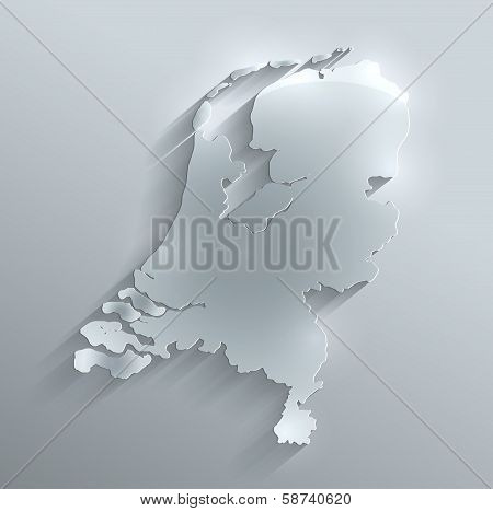 Netherlands Holland map glass water card paper 3D raster blank