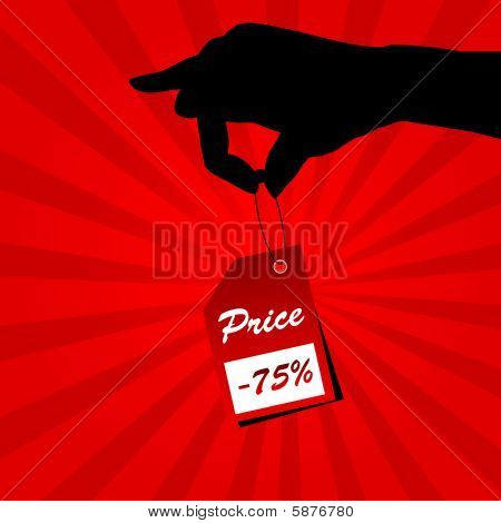 Preis Label und Frau hand