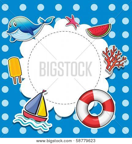 Illustration of a blue dotted stationery